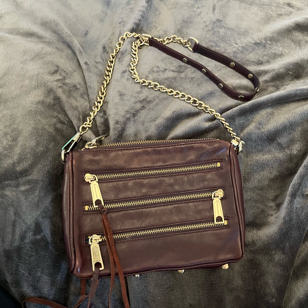 Rebecca Minkoff studded leather shoulder bag in wine color